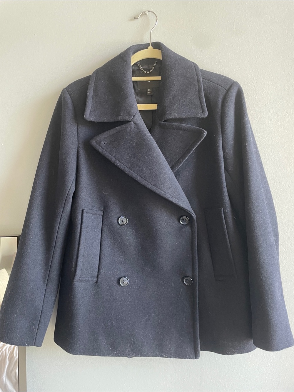 Banana Republic Classic Navy Double-Breasted Pea Coat—size XS